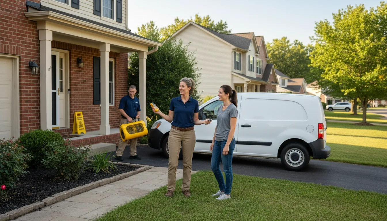 Residential water damage restoration in Bluffs, IL